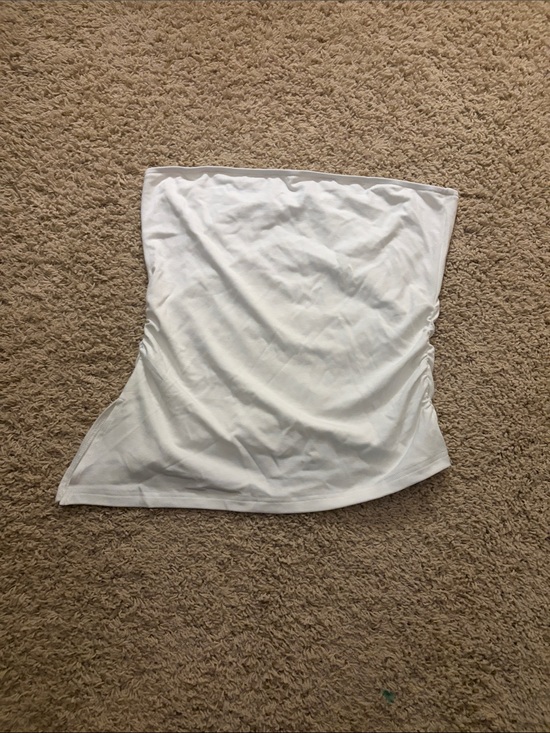 Tops - White Asymmetrical Strapless Tube Top